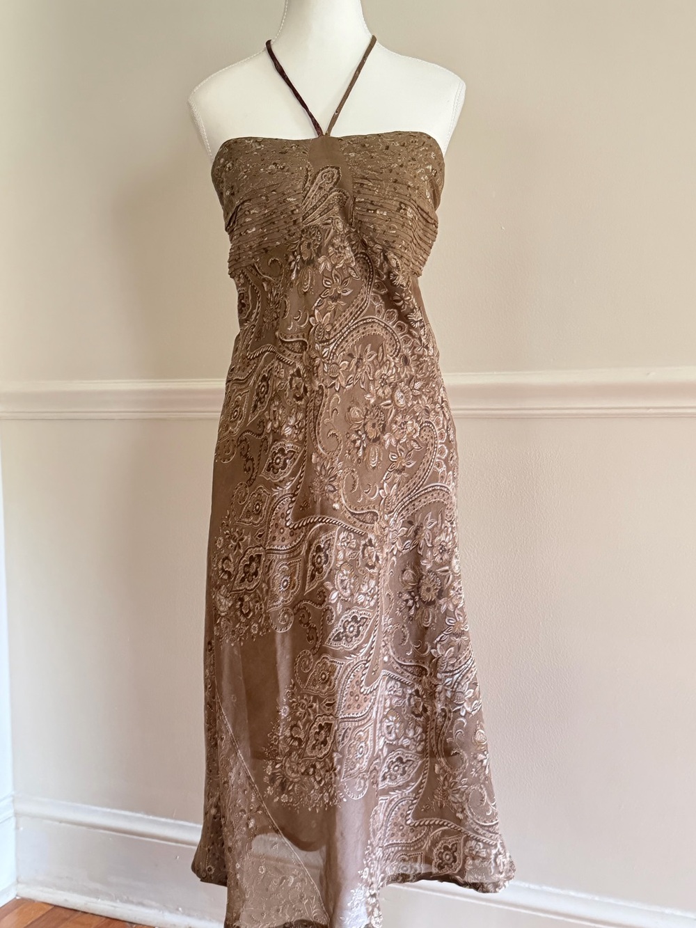 Vintage Silk Blend Paisley Midi Dress